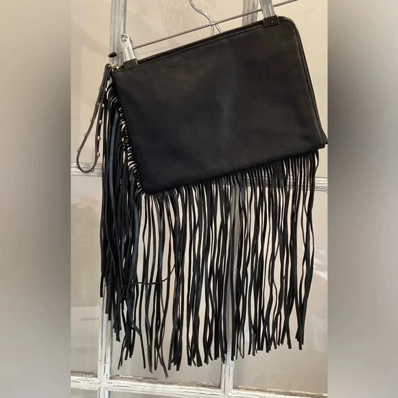 DV Black Fringe Wristlet 8” X 12”x 1/2” - Picture 1 of 5
